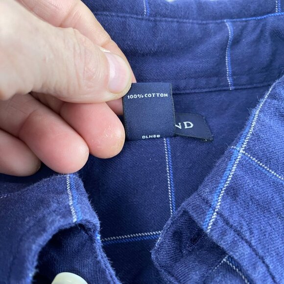 Lands End Mens Shirt XXL 18 18.5 Blue Plaid Button-Down Long Sleeve 100% Cotton - Picture 9 of 10